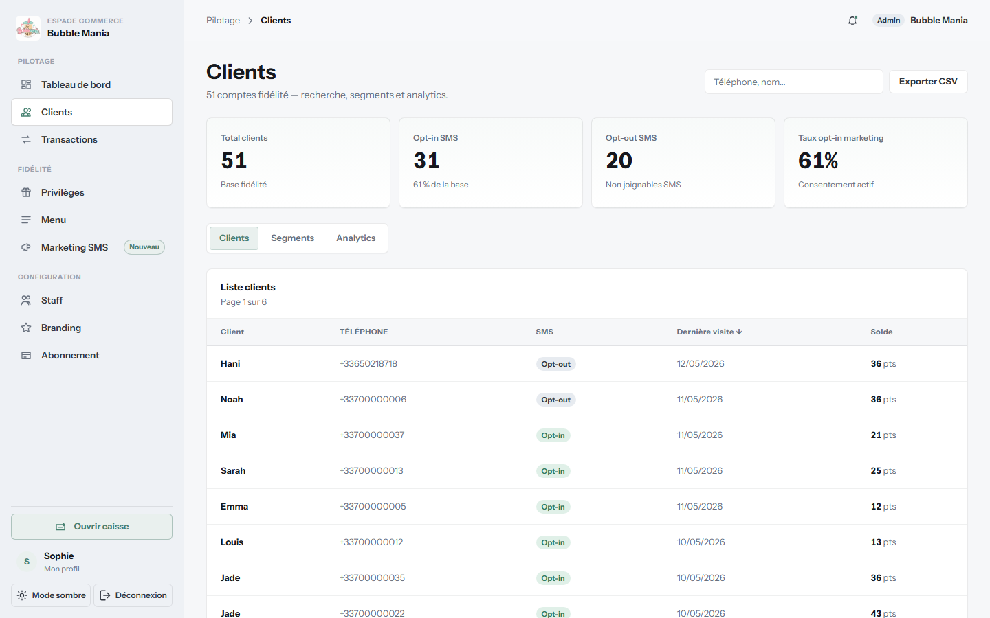 Gestion clients Revyy