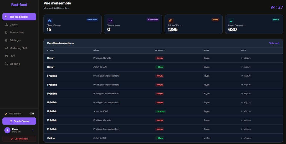 Interface Revyy Dashboard