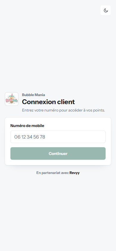 Connexion client Revyy sur mobile