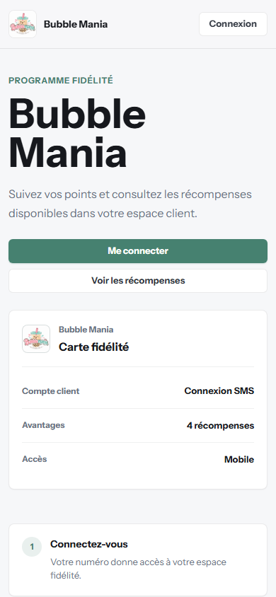 Page publique Bubble Mania sur mobile